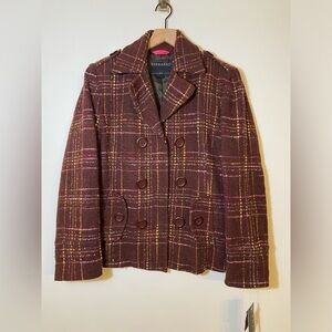 Bernardo Women's Wool Blend Coat Jacket Blazer Plaid Sz XL Button Collared NWT